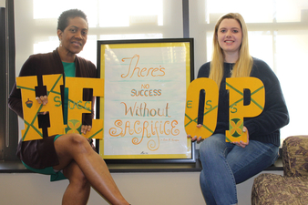 Lisa Thompson (l), director of the Higher Education Opportunity Program (HEOP), was nominated for Keuka College's Work Study Supervisor of the Year by Monica Sturm '20.